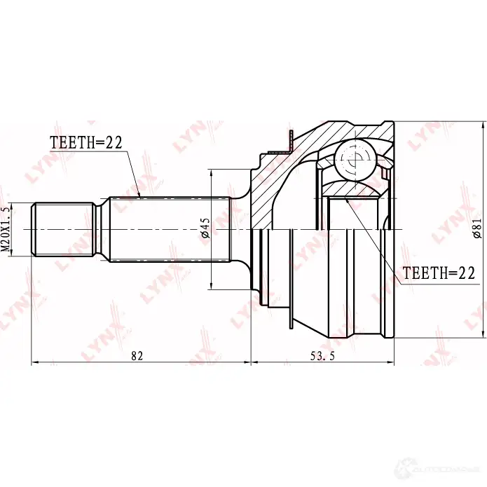 Шрус граната LYNXAUTO CO-8001 4905601003459 P UNYP 3645399 изображение 1