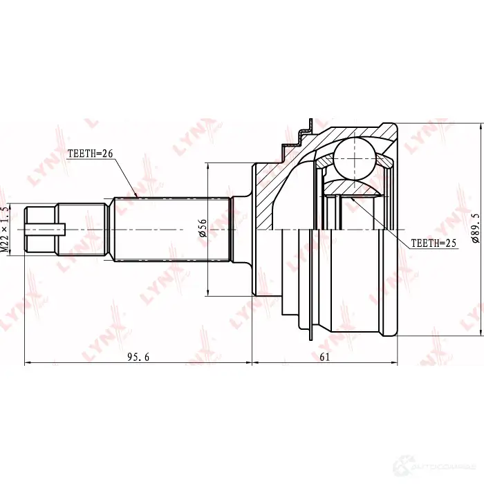 Шрус граната LYNXAUTO 4905601003565 CO-7512 3645339 I8 EKA10 изображение 1