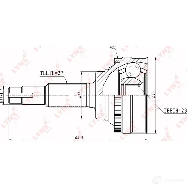 Шрус граната LYNXAUTO YEIL XL CO-5706A 4905601003114 3645189 изображение 1