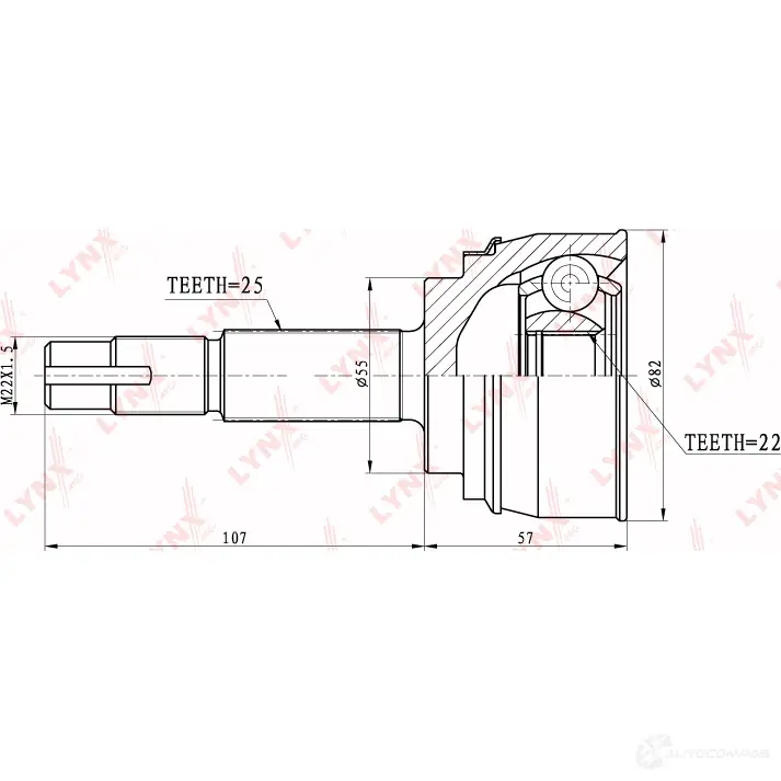 Шрус граната LYNXAUTO O 3WT3KJ 4905601002940 3645187 CO-5704 изображение 1