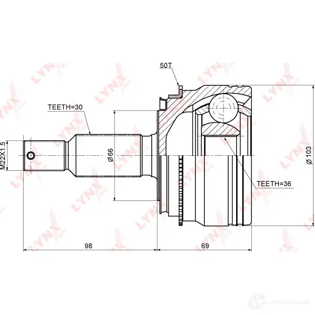 Шрус граната LYNXAUTO CO-5529A 2L EIC 4905601052266 192237117 изображение 1