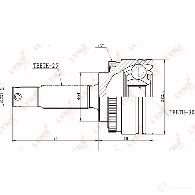 Шрус граната LYNXAUTO 4905601011775 KW EQO5Q CO-5513A 54258594 изображение 1