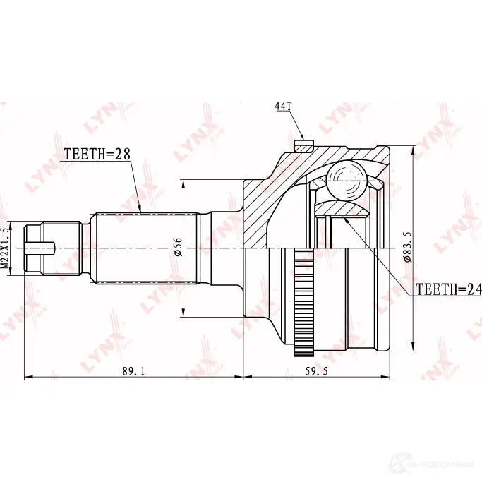 Шрус граната LYNXAUTO OEB6 6 3645138 4905601010426 CO-5119A изображение 1