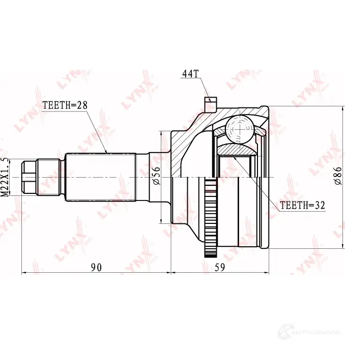 Шрус граната LYNXAUTO GX58 XW CO-5103A 4905601002988 3645123 изображение 1