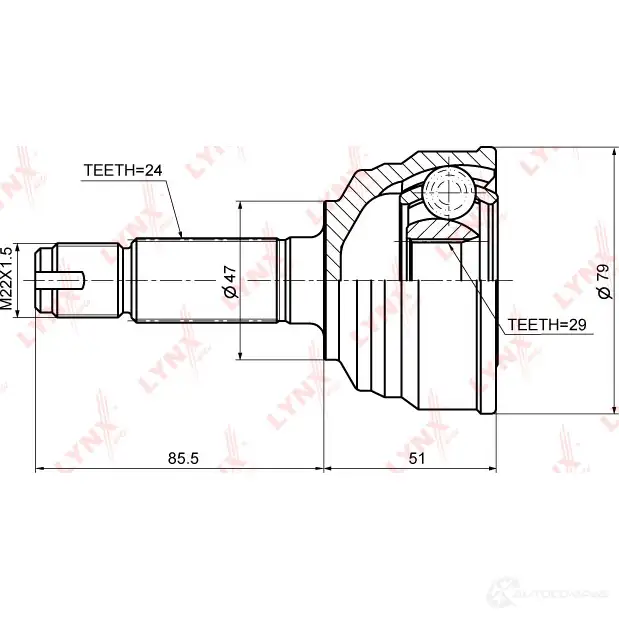 Шрус граната LYNXAUTO 3644959 4905601051009 CO-3682 ZA66Q6 0 изображение 1