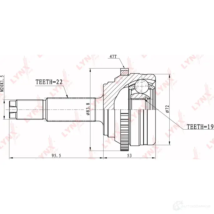 Шрус граната LYNXAUTO CO-3631A B6 NIQQ 4905601033272 3644917 изображение 1