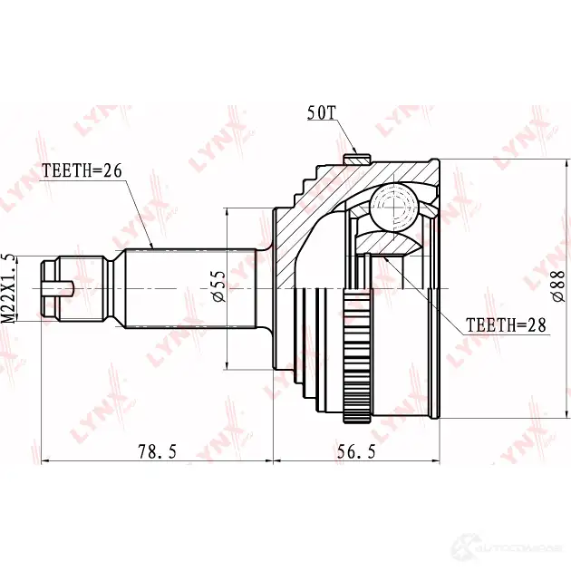 Шрус граната LYNXAUTO 4905601002674 3644863 110Q QYY CO-3406A изображение 1