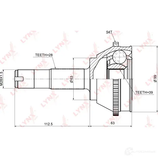 Шрус граната LYNXAUTO 4905601051177 7MU H1 CO-2213A 3644794 изображение 1