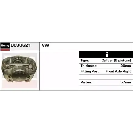 Тормозной суппорт REMY EMQ5G DC80621 1851445 NJ 2EHY