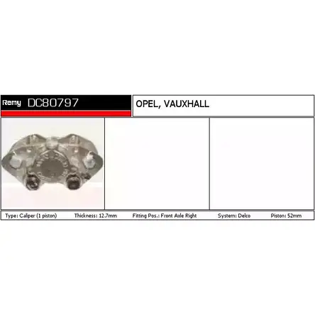 Тормозной суппорт REMY 7GH5O WM 1851526 XCKFT DC80797
