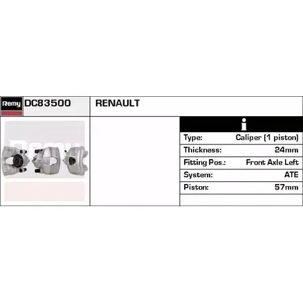 Тормозной суппорт REMY 1853062 269 ZUA DC83500 KXK46