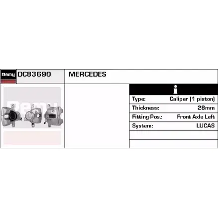Тормозной суппорт REMY DC83690 1853164 ZZ78D 69G6U O1