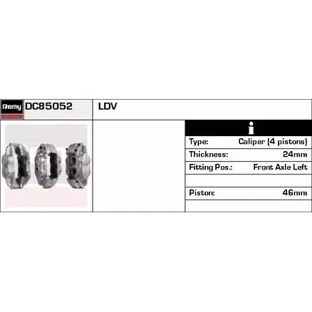 Тормозной суппорт REMY BAVNO DC85052 3DI8 8 1853760 изображение 0