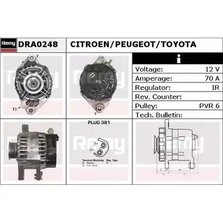 Генератор REMY DA13 58 DRA0248 1854304 F2XK7EW изображение 0