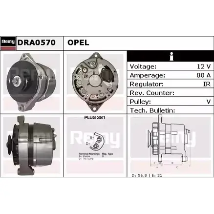 Генератор REMY 08IRV 1854608 DA16 80 DRA0570 изображение 0