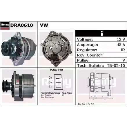 Генератор REMY DRA0610 DA172 0 1854646 35RID изображение 0