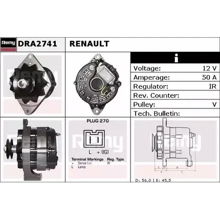 Генератор REMY 1855706 DA 3851 DRA2741 JL9HQ5K изображение 0