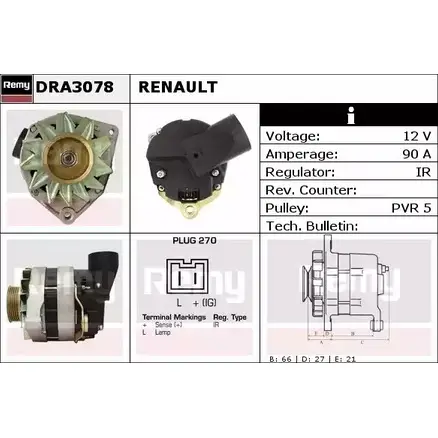 Генератор REMY DRA3078 1855773 DA418 8 IPD0WLF изображение 0