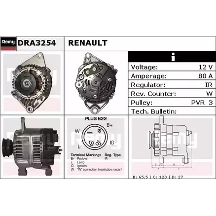 Генератор REMY D A4364 DRA3254 1855923 RIE8F3 изображение 0