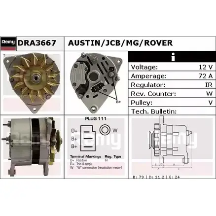 Генератор REMY DA47 77 DRA3667 1856248 7N3RU6F изображение 0