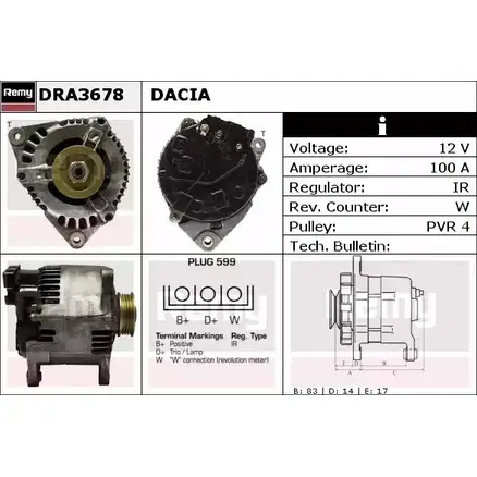 Генератор REMY DRA3678 DA47 88 JCED237 1856256 изображение 0