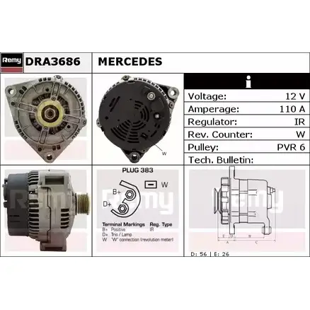 Генератор REMY 1856261 DRA3686 S9POIO1 D A4796 изображение 0