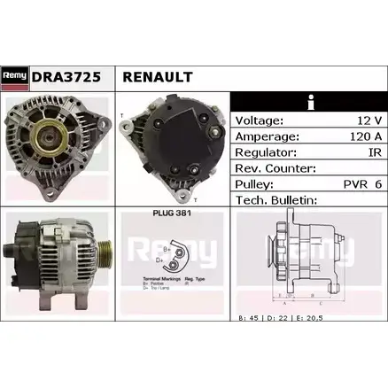 Генератор REMY D A4835 DRA3725 02ZLQC9 1856294