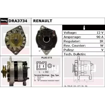 Генератор REMY WFLRJ5 1856301 DRA3734 DA484 4