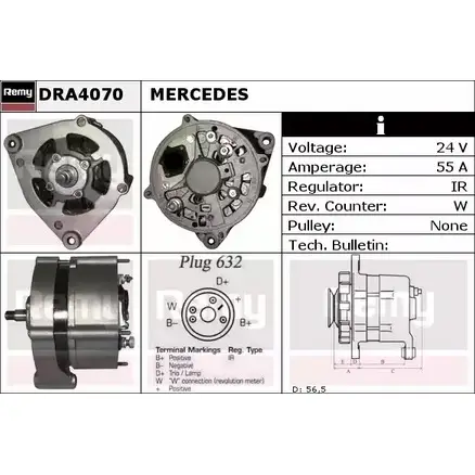 Генератор REMY DRA4070 72M07QF 1856559 DA51 80 изображение 0