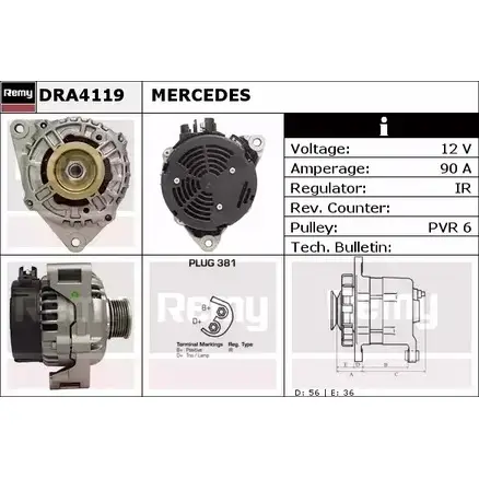 Генератор REMY DA5 229 DRA4119 6PPAUI2 1856597 изображение 0