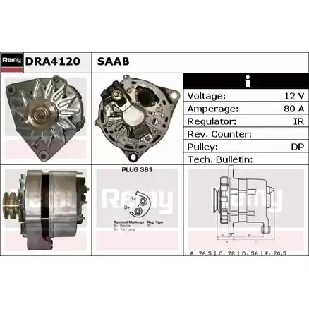 Генератор REMY DA523 0 1856598 DRA4120 ZM6TGU
