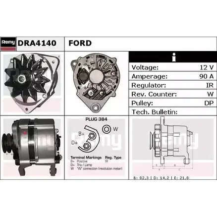 Генератор REMY 1856615 DRA4140 DA525 0 FJXGU изображение 0