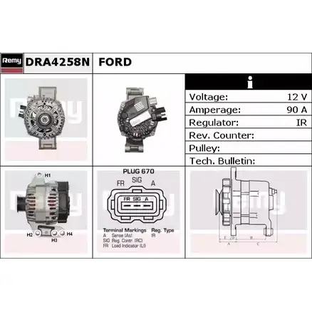Генератор REMY DRA4258N 1856720 7AA6HT DA536 8N изображение 0