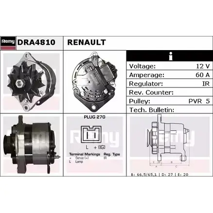 Генератор REMY 1856803 DRA4810 HU5R6OI DA592 0