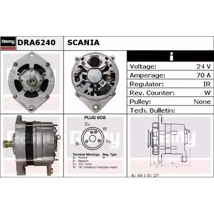Генератор REMY DA 7350 1856895 A8FO9 DRA6240
