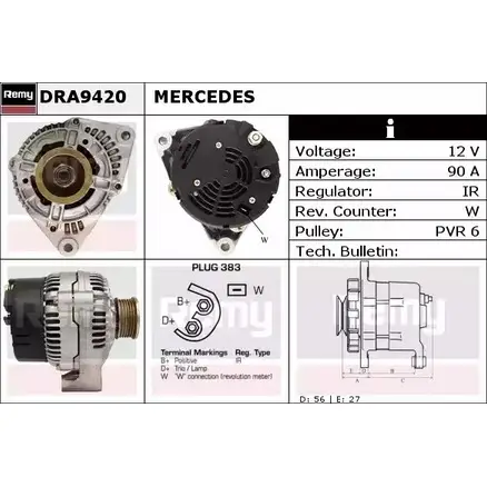 Генератор REMY F5R76 DRA9420 DA 0530 1857066 изображение 0