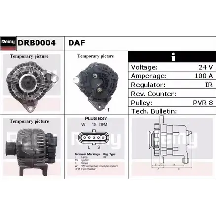 Генератор REMY 1857113 DRB0004 5FECJ DB111 4 изображение 0