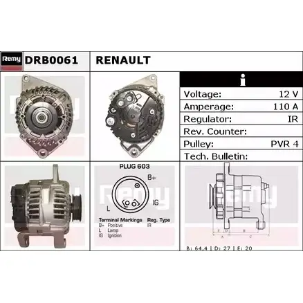 Генератор REMY IDM8YNF DB11 71 1857124 DRB0061 изображение 0