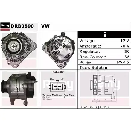 Генератор REMY DB20 00 DRB0890 WYAKO 1857182