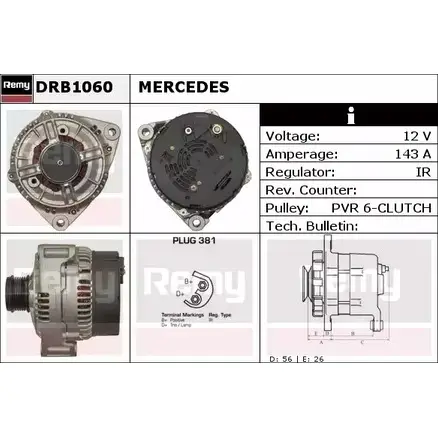 Генератор REMY DB217 0 1857195 DRB1060 NBSSM изображение 0