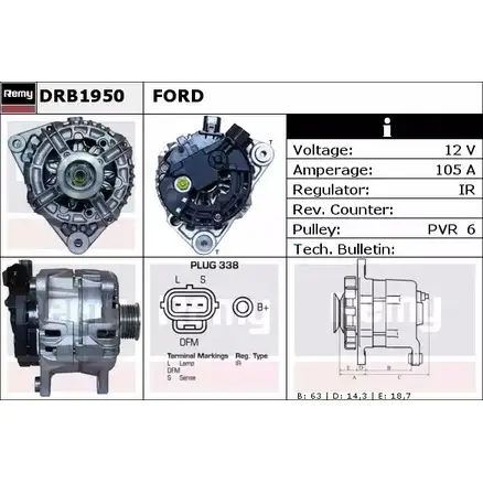 Генератор REMY DRB1950 7MMT4A 1857255 DB306 0