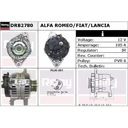 Генератор REMY DB 3890 1857311 DRB2780 GHKC5