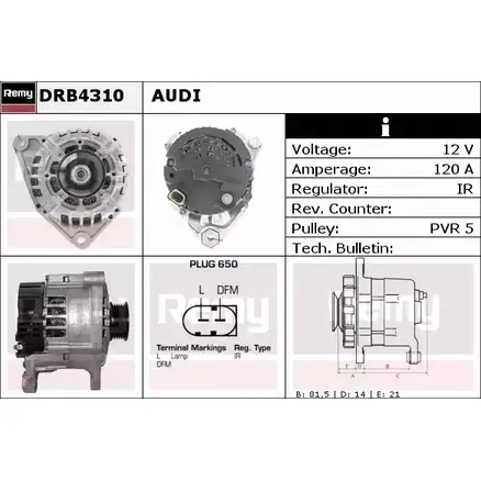 Генератор REMY 1857343 DB5 420 LS0SK DRB4310 изображение 0