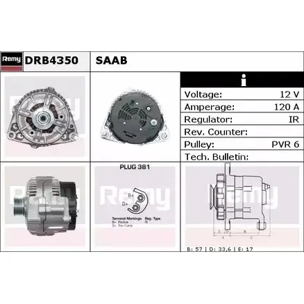 Генератор REMY DRB4350 KDREZ 1857346 DB546 0 изображение 0