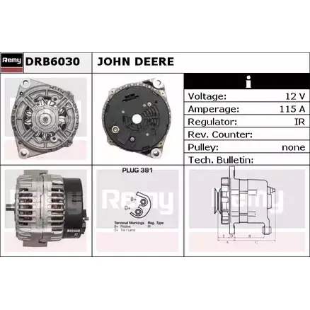 Генератор REMY DB7 140 7E9W05Q DRB6030 1857397 изображение 0