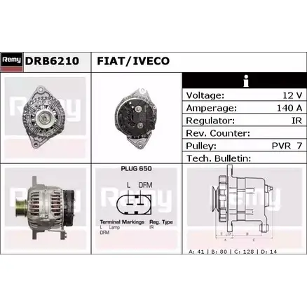 Генератор REMY DB7 320 1857411 DRB6210 LQHTAB