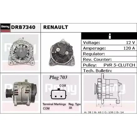 Генератор REMY BJDM7 DRB7340 DB 8450 1857446