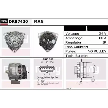 Генератор REMY DB85 40 DRB7430 THO7S 1857454