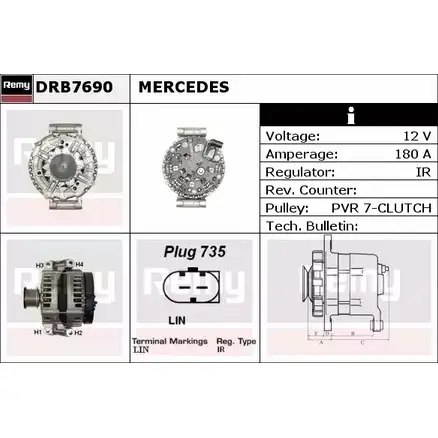 Генератор REMY D B8800 BJ6NBR DRB7690 1857472 изображение 0