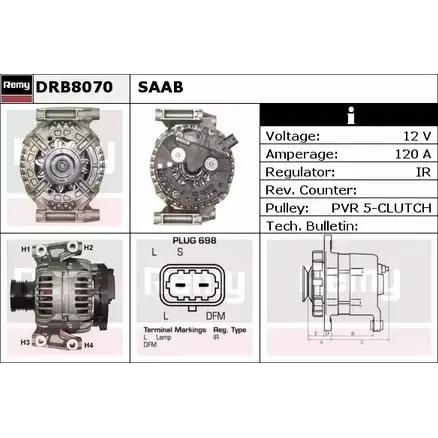 Генератор REMY DRB8070 1857490 4TLYRCB D B9180